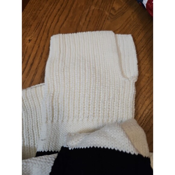 New White VNeck Black Striped Womens Small Collared Cropped Sweater - Picture 6 of 6